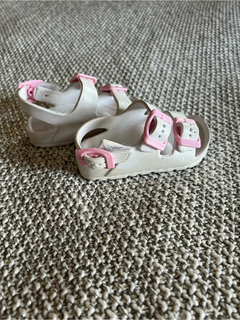 Old Navy White Sandals with Pink Buckles
